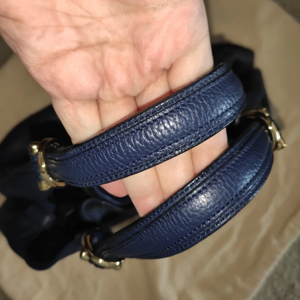 LOEWE Calle Navy Gained Leather Hobo Bag